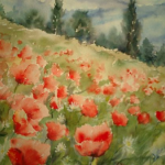 Paysage aux coquelicots